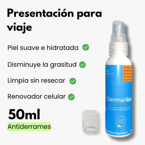 Gel de limpieza facial DermaSkin presentación de viaje 50ml